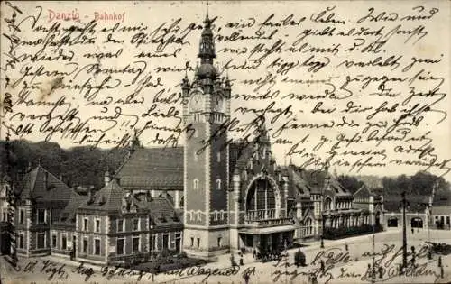Ak Gdańsk Danzig, Bahnhof