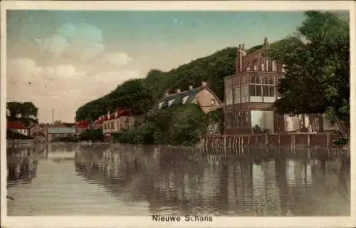 Ak Nieuweschans Nieuwe Schans Groningen Niederlande, Fluss, Häuser