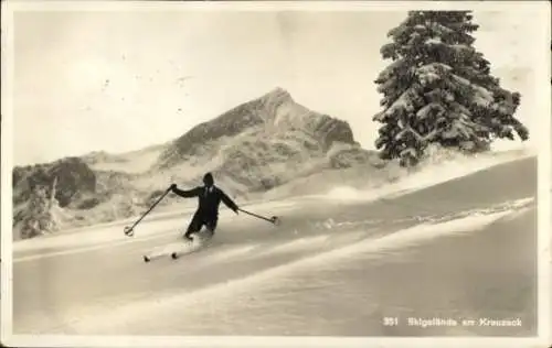Ak Wintersport, Skigelände am Kreuzeck