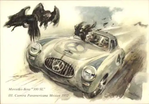 Künstler Ak Mercedes Benz 300 SL, III. Carrera Panamericana Mexico 1952