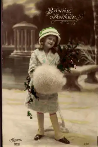 Ak Glückwunsch Neujahr, Mädchen, Portrait