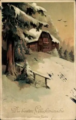 Ak Glückwunsch Neujahr, Haus