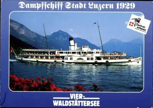 Ak Vierwaldstättersee, Dampfschiff Stadt Luzern 1929