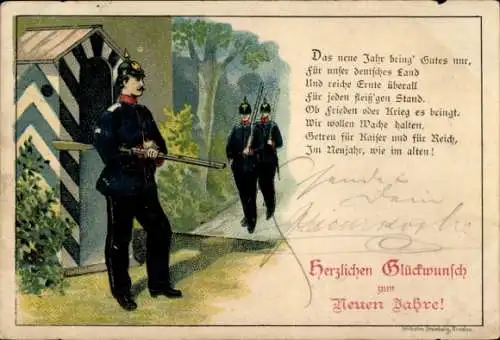 Ak Glückwunsch Neujahr, Soldaten, Wachposten