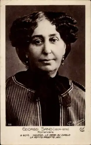 Ak Altnaundorf Radebeul Sachsen, George Sand Schriftstellerin, hat Indiana, La Mare au Diable,...