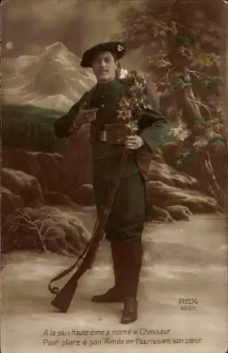 Ak Französische Armee, Soldat in Uniform, Gewehr