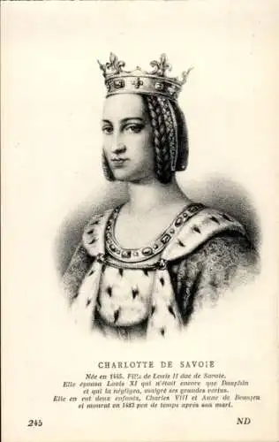 Ak Charlotte von Savoyen, Königin von Frankreich