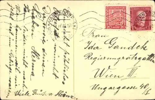 Ak Glückwunsch Ostern, Hase, Blumen