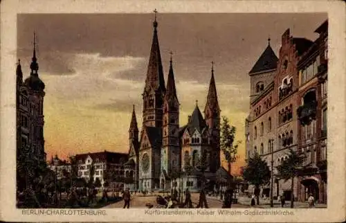 Ak Berlin Charlottenburg, Kurfürstendamm, Kaiser-Wilhelm-Gedächtniskirche