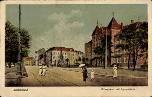 Ak Dortmund im Ruhrgebiet, Hiltropwall mit Gymnasium