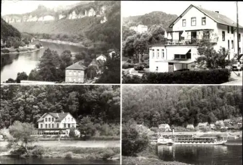 Ak Bad Schandau Sächsische Schweiz, Vielzahl an Landschafts- und Architekturansichten, Flussan...