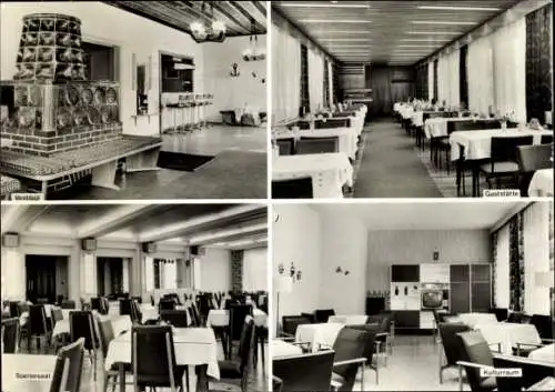 Ak Rehefeld Zaunhaus Altenberg im Erzgebirge, Vestibül, Speisesaal, Gaststätte, Kulturraum