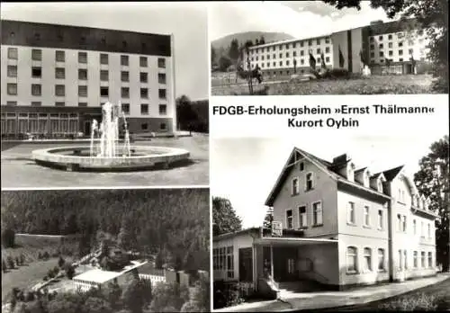 Ak Oybin in Sachsen, FDGB Erholungsheim Ernst Thälmann, Springbrunnen