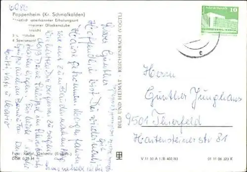 Ak Pappenheim Kleinschmalkalden Floh Seligenthal Thüringen, Restaurant Innenansicht, FDGB-Erho...