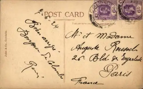 Ak Colombo Ceylon Sri Lanka, Hauptstraße, Straßenbahn