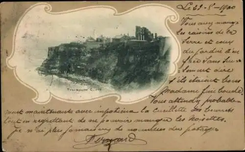 Ak Tynemouth Tyne and Wear England, Tynemouth Cliff, Landschaft mit Klippen, Postkarte aus 1900