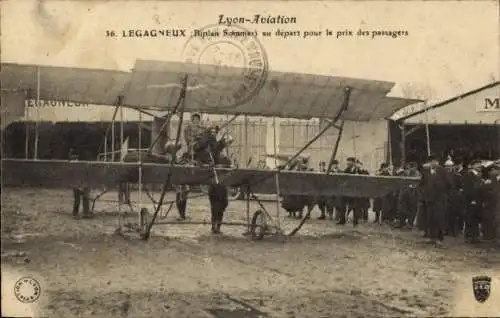 CPA Aviation, Lyon, Biplan Sommer au depart pour le prix des passagers