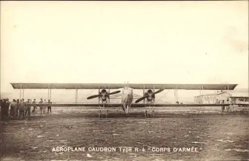 Ak Französisches Militärflugzeug, Aéroplane Caudron Type R-4, Corps d'Armée