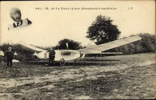 Ak Saint Cyr l'Ecole Yvelines, Flugzeug auf dem Startfeld