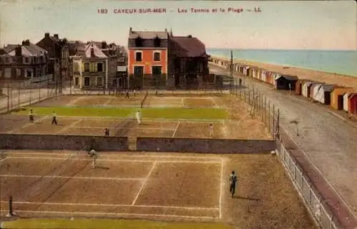 CPA Cayeux-sur-Mer Somme, Les Tennis et la Plage