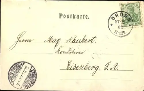 Ak Ohorn in Sachsen, Schloss, Cacteen-Sammlung, Gasthof König Albert Eiche, Gartenansicht