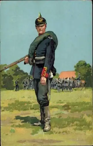 Ak Deutsche Armee, Soldat in Uniform, Gemaltes Porträt