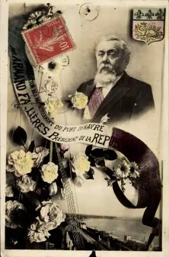 CPA Armand Fallieres, Präsident der Republik, Einweihung der Erweiterungen, Wappen