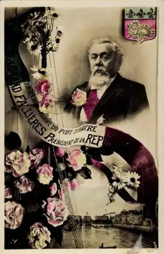 CPA Armand Fallieres, Präsident der Republik, Einweihung der Erweiterungen, Wappen
