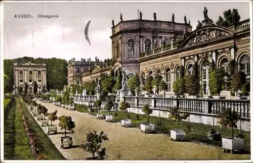 Ak Kassel in Hessen, Orangerie, Gartenanlagen, historische Gebäude, Frühling
