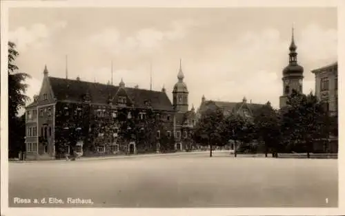 Ak Riesa an der Elbe Sachsen, Rathaus
