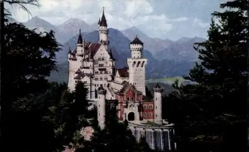 Ak Hohenschwangau Schwangau im Ostallgäu, Schloss Neuschwanstein