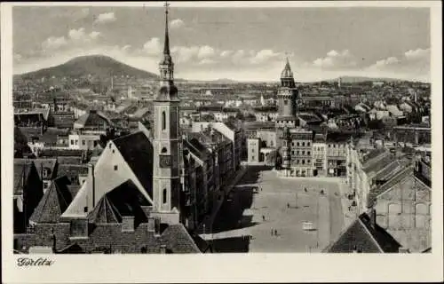 Ak Görlitz in der Lausitz, Stadt mit Leninplatz und Landeskrone