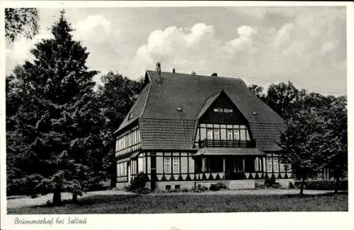 Ak Soltau Lüneburger Heide Niedersachsen, Beümmechof, Fachwerkhaus, Bäume, Wolken, landschaftlich