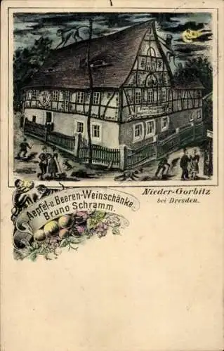 Ak Dresden Nieder-Gorbitz, Aepfel- und Beeren-Weinschänke Bruno Schramm