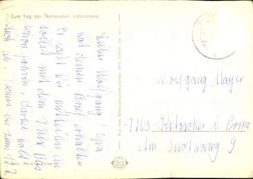 Ak Tag der Nationalen Volksarmee, Kinder, Junger Mann in Uniform