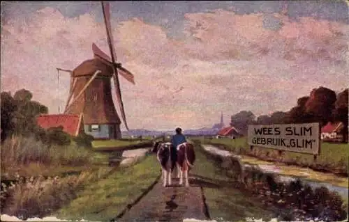 Künstler Ak Wees Slim Gebruik Glim, Windmühle