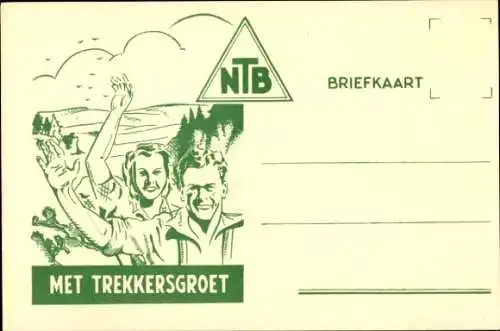 Künstler Ak NTB, Met Trekkersgroet, Wanderer