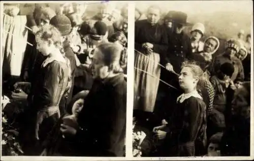 Stereo Ak Menschengruppe, Betendes Mädchen