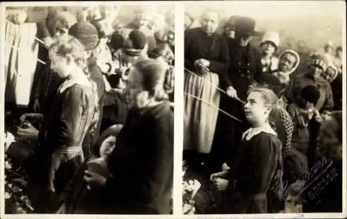 Stereo Ak Menschengruppe, Betendes Mädchen