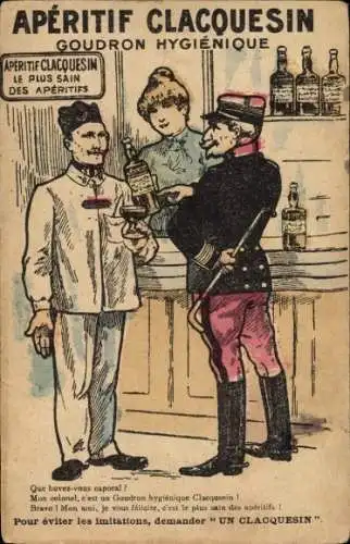 Künstler Ak Clacquesin Apéritif, Reklame