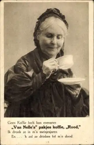 Ak Kaffee Van Nelle, Reklame, Frau in Tracht