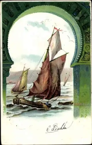 Litho Segelpartie, Segelboot
