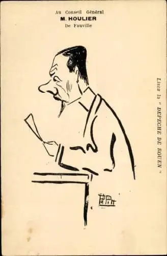 Künstler Ak Pitt, Au Conseil Général M. Houlier, De Fauville