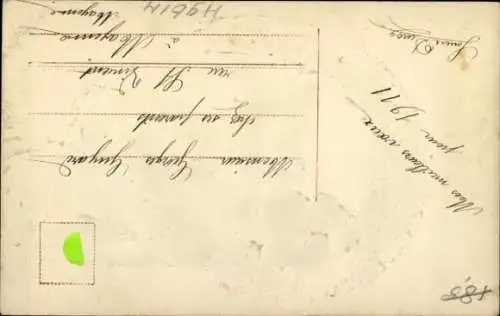 Präge Ak Glückwunsch Neujahr, Frau mit Hufeisen