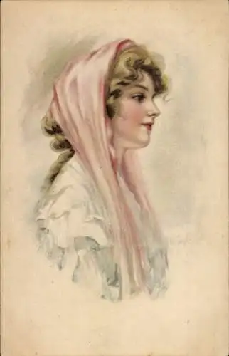 Künstler Ak Frauenbildnis, Portrait, Profilansicht