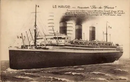 Ak Compagnie Générale Transatlantique, Schiff Ile de France