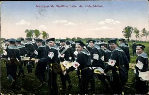 Ak Matrosen als Sanitäter hinter der Gefechtslinie