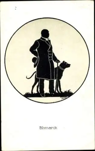 Silhouetten Ak Bismarck mit Hund