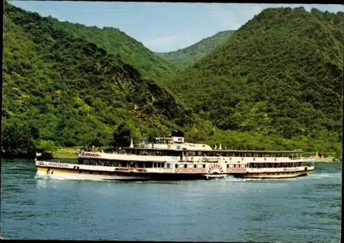 Ak Raddampfer, Salondampfer, Wald im Hintergrund