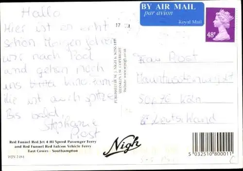 Ak Fährschiff Red Funnel, Red Jet 4